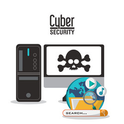 cyber security with computer design vector image