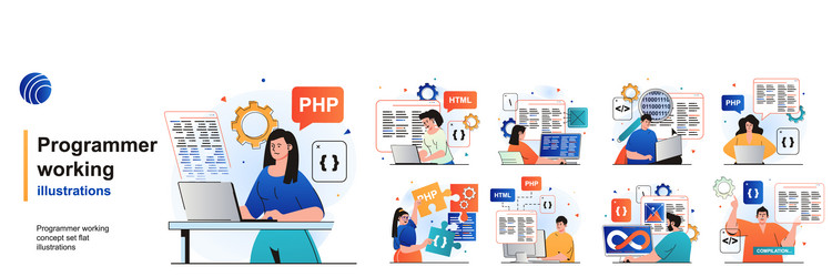 DevOps Programmer Team Coding vector image