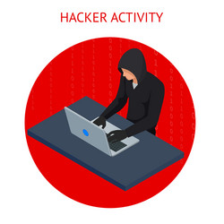 isometric internet hacker attack vector image