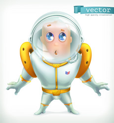 Astronaut in spacesuit funny character icon 3d vector