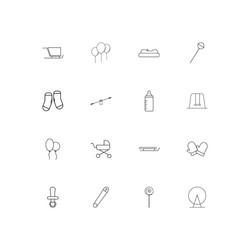 Baby kid and newborn linear thin icons set vector