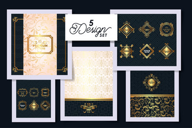 Five designs victorian elegance frames Royalty Free Vector