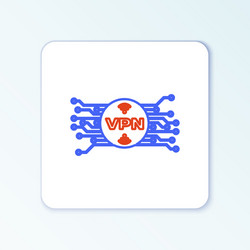 line vpn in circle with microchip circuit icon vector image