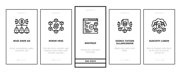 cryptocurrency mining blockchain onboarding icons vector image