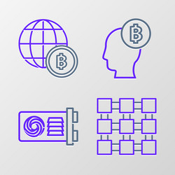 set line blockchain technology mining farm vector image
