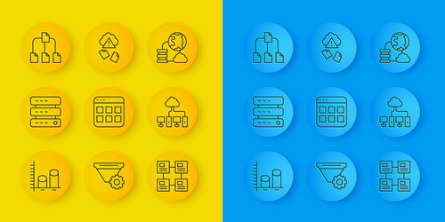 set line data analysis server web hosting vector image