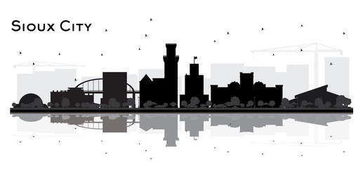 sioux city skyline black and white silhouette Vector Image
