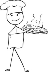 stick man cartoon of male cook chef in hat vector