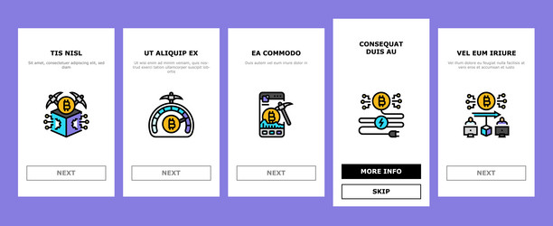 cryptocurrency mining blockchain onboarding icons vector image