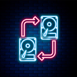 glowing neon line a fixed data storage device hard vector image