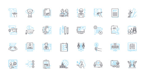 internet lecture linear icons set connectivity vector image