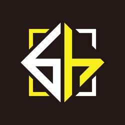 b h initial monogram quadrangle with square vector image