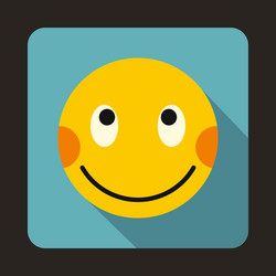 Embarrassed emoticon with flushed red cheeks icon vector