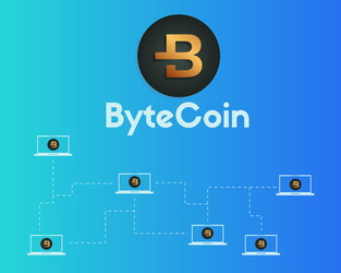 Bytecoin cryptocurrency blockchain word background vector