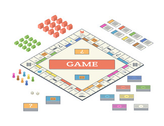 cartoon color table game set 3d isometric view vector image