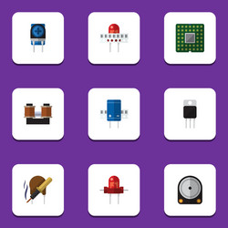 flat icon device set of memory unit transistor vector image