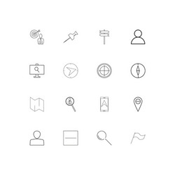 Maps and navigation linear thin icons set vector