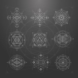 sacred geometry signs set of symbols and elements vector image