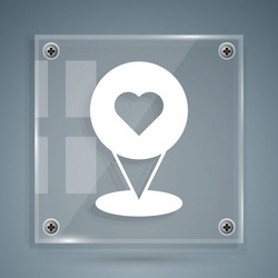 White map pointer with heart icon isolated vector