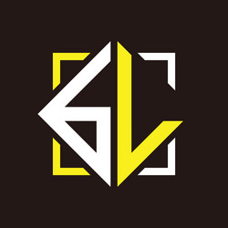 b l initial monogram quadrangle with square vector image