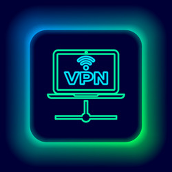 glowing neon line vpn computer network icon vector image