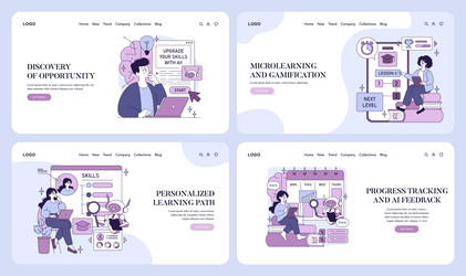 interactive learning and ai-powered skill vector image