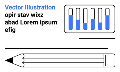 pencil text and bar graph elements representing vector image