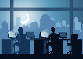 silhouette design of office workers doing works vector