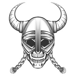 Viking Skull in Helmet Vector Image