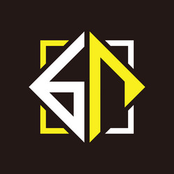 b n initial monogram quadrangle with square vector image