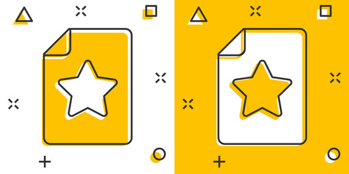 Document with star icon in comic style wish list vector