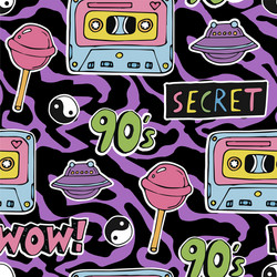 Bright seamless pattern 80s 90s style vector