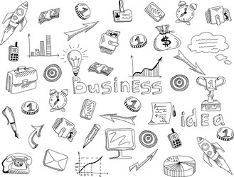 Business Strategy Icons - Sketch Vector Image