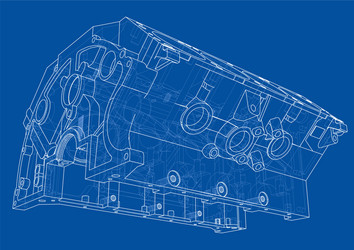 engine block sketch rendering of 3d vector image