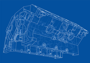 Engine block sketch rendering of 3d vector