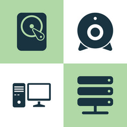 Notebook icons set collection of database hdd vector