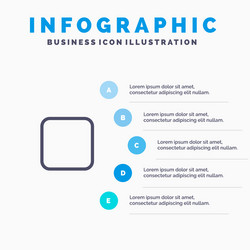 Box checkbox unchecked line icon with 5 steps vector