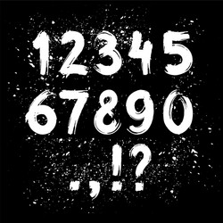 Hand drawn ink brush numbers vector