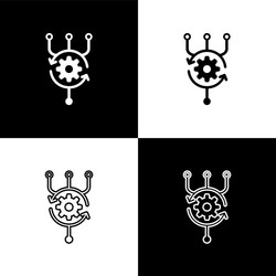 set algorithm icons isolated on black and white vector image