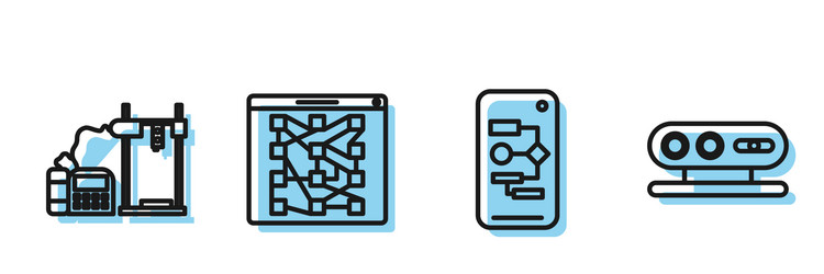 set line algorithm 3d printer global technology vector image