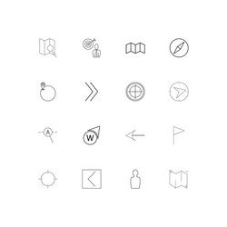 maps and navigation linear thin icons set vector image