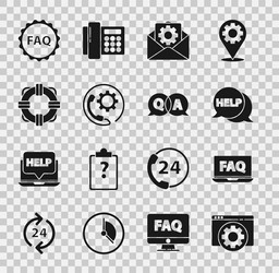 Set browser setting laptop and faq speech bubble vector