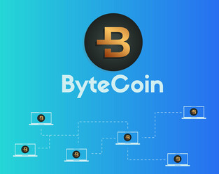 Bytecoin cryptocurrency blockchain word background vector