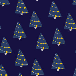 christmas tree and snowflake seamless pattern new vector image