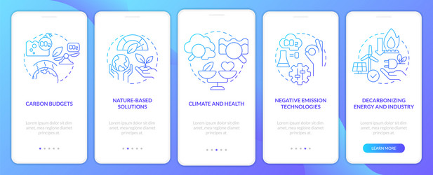 global net zero goals blue gradient onboarding vector image