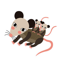 mother and baby opossum animal cartoon character Vector Image