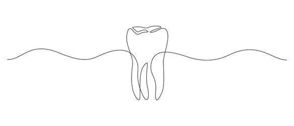 One continuous line drawing of tooth dental Vector Image