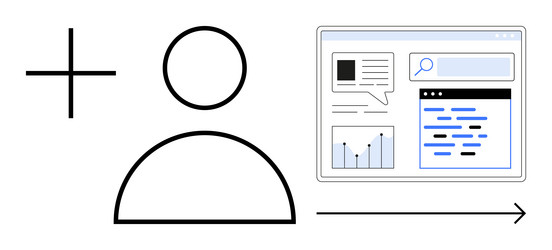 user profile creation with insights and data vector image