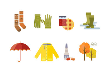 Collection of autumn clothes set items the fall Vector Image