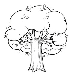 big foliar tree linear drawing for coloring page vector